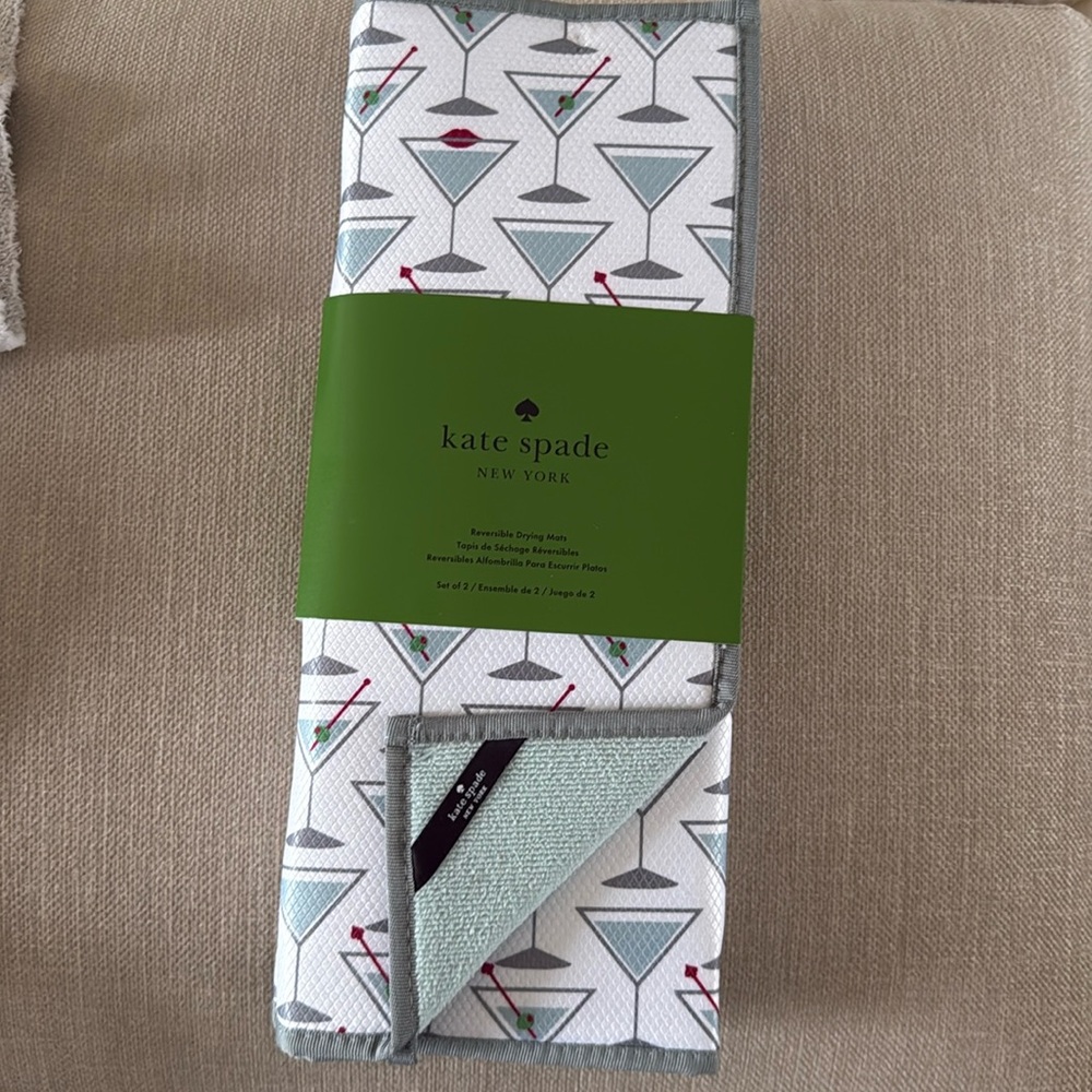 ♠️Kate Spade martini, glass, Print Drying Mats